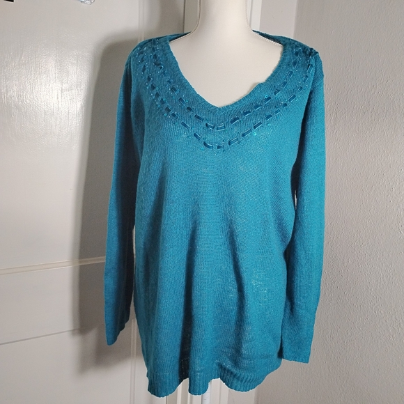 Plus Size Veranesi Teal Women's Sweater - Picture 9 of 11
